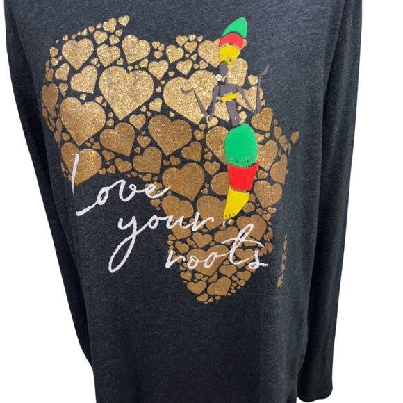 Black History Month Women's L Large Long Sleeve Crewneck Shirt "Love Your Roots" - Picture 3 of 7
